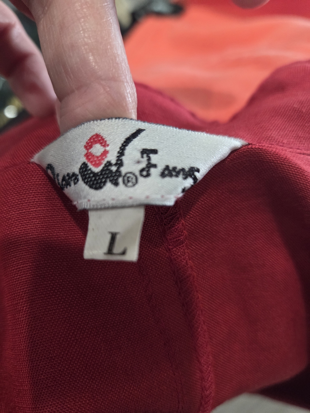 QIAN FANG VINTAGE WOMENS RED MANDIRIAN EMBROIDERED TOP. SIZE SMAL - Picture 9 of 13